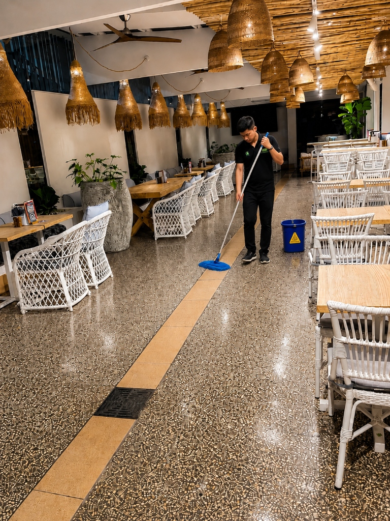 CleanRise operative mopping hospitality venue floor